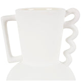 White or Black Ceramic Vase with Varying Shapes and Wavy Handles (Set of 2)