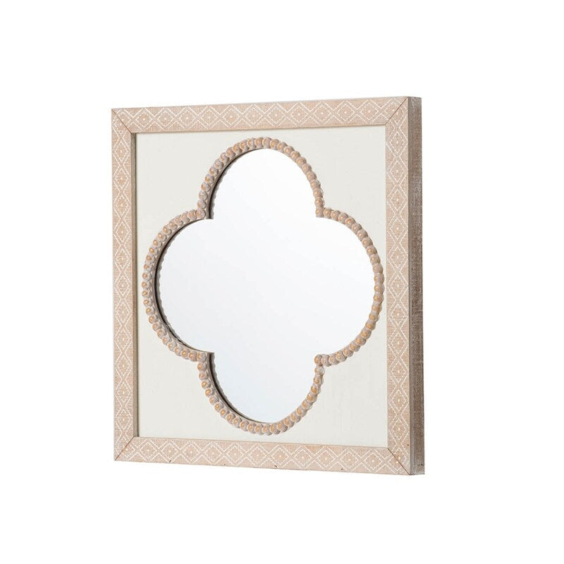 Whitewash Natural Tan 20-inch Quatrefoil Wall Mirror