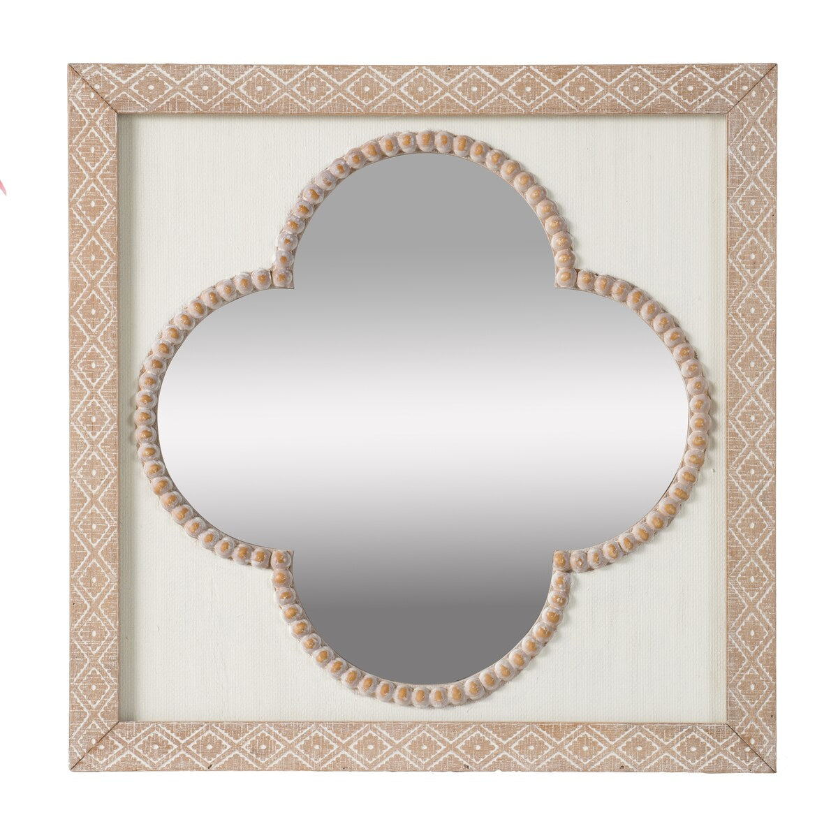 Whitewash Natural Tan 20-inch Quatrefoil Wall Mirror