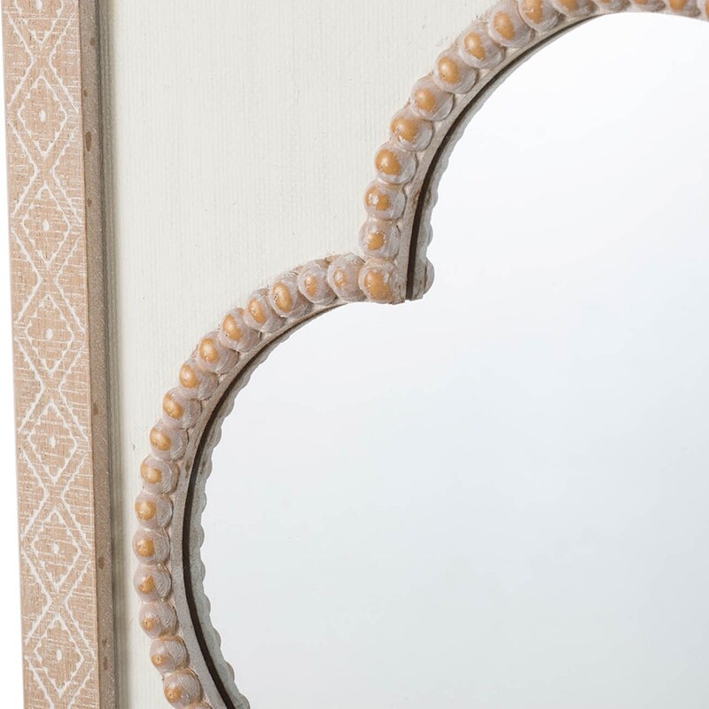 Whitewash Natural Tan 20-inch Quatrefoil Wall Mirror