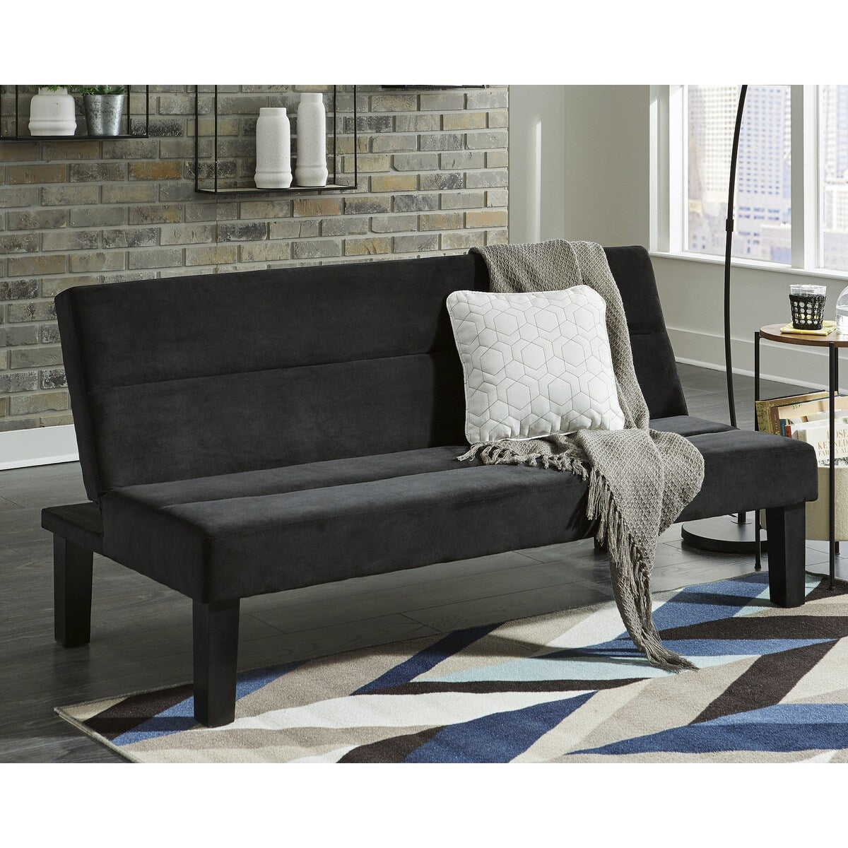 Whiting Black Flip Flop Armless Sofa