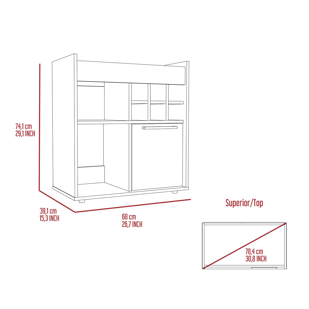 Whitlock 6-Bottle 2-Shelf Bar Cabinet Dark Walnut And Smokey Oak