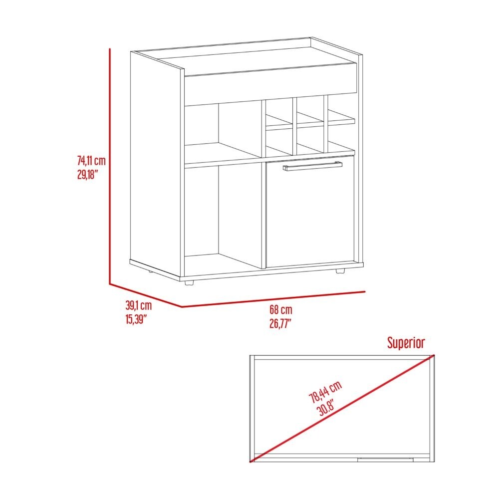 Whitlock 6-Bottle 2-Shelf Bar Cabinet Dark Walnut And Smokey Oak