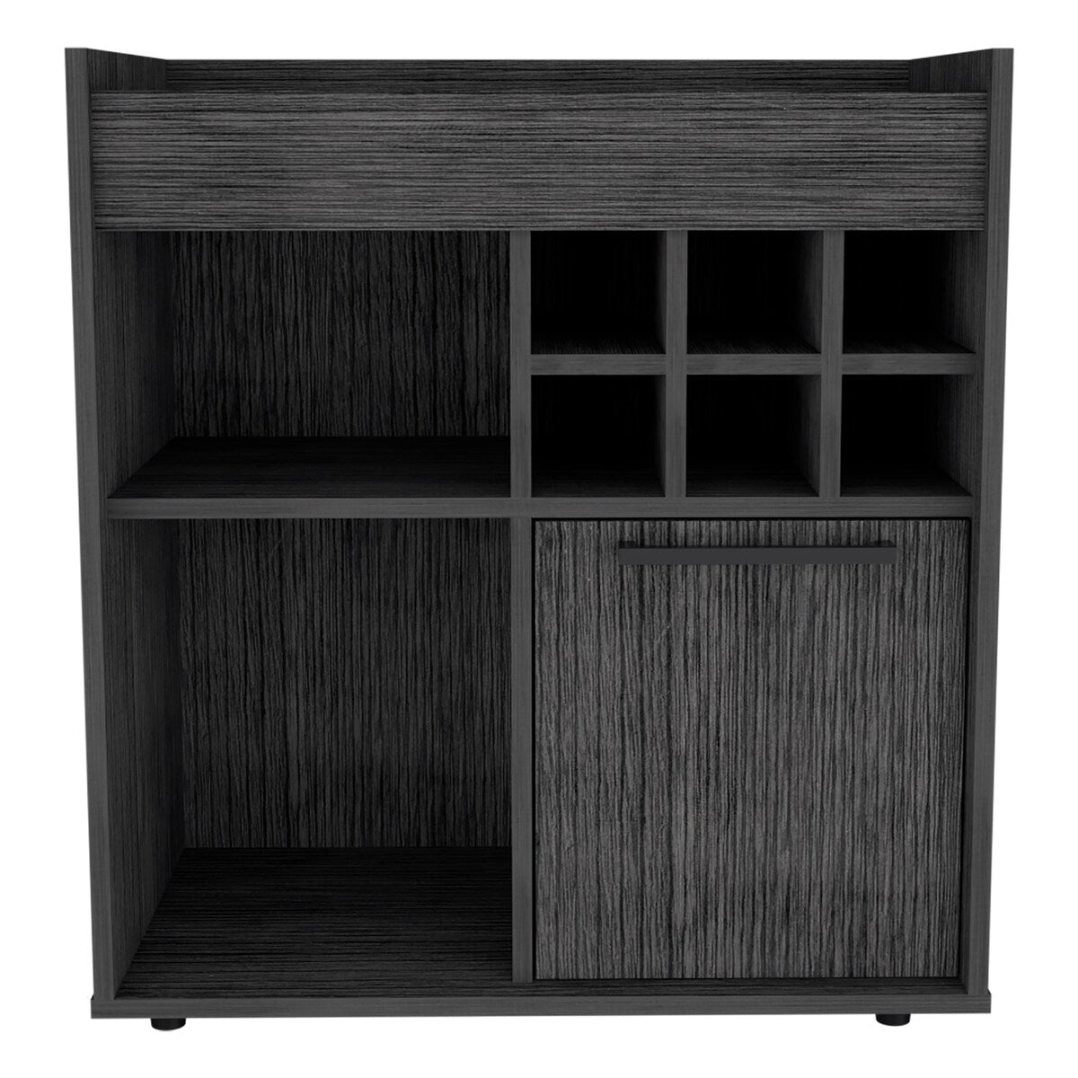 Whitlock 6-Bottle 2-Shelf Bar Cabinet Dark Walnut And Smokey Oak