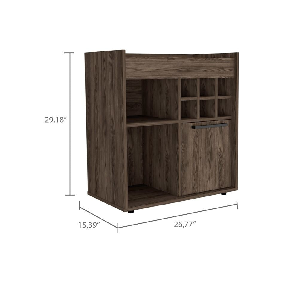Whitlock 6-Bottle 2-Shelf Bar Cabinet Dark Walnut And Smokey Oak