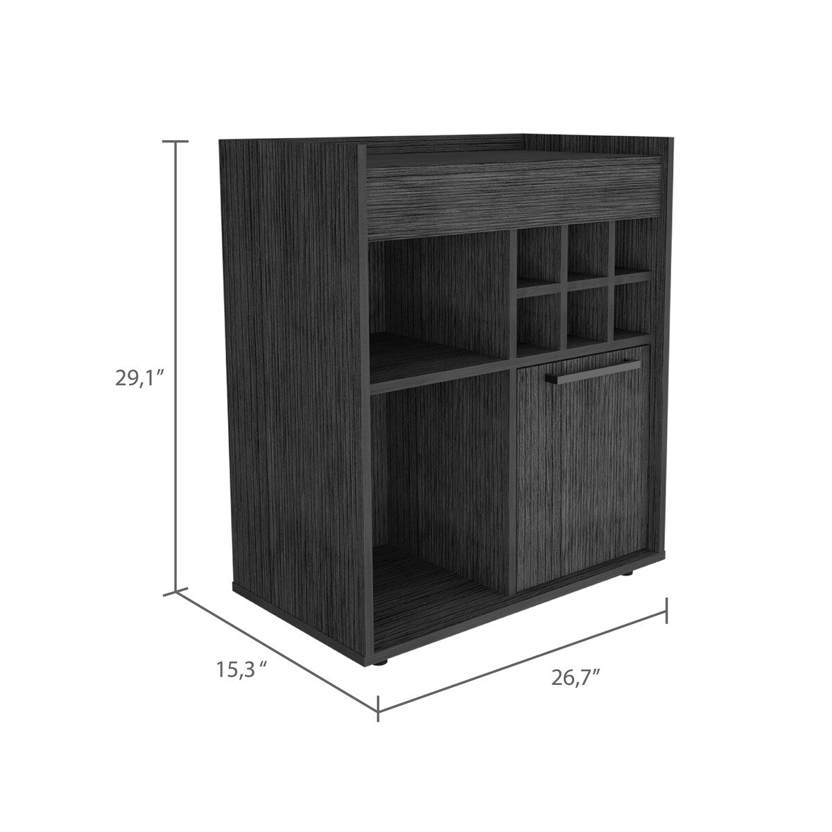 Whitlock 6-Bottle 2-Shelf Bar Cabinet Dark Walnut And Smokey Oak