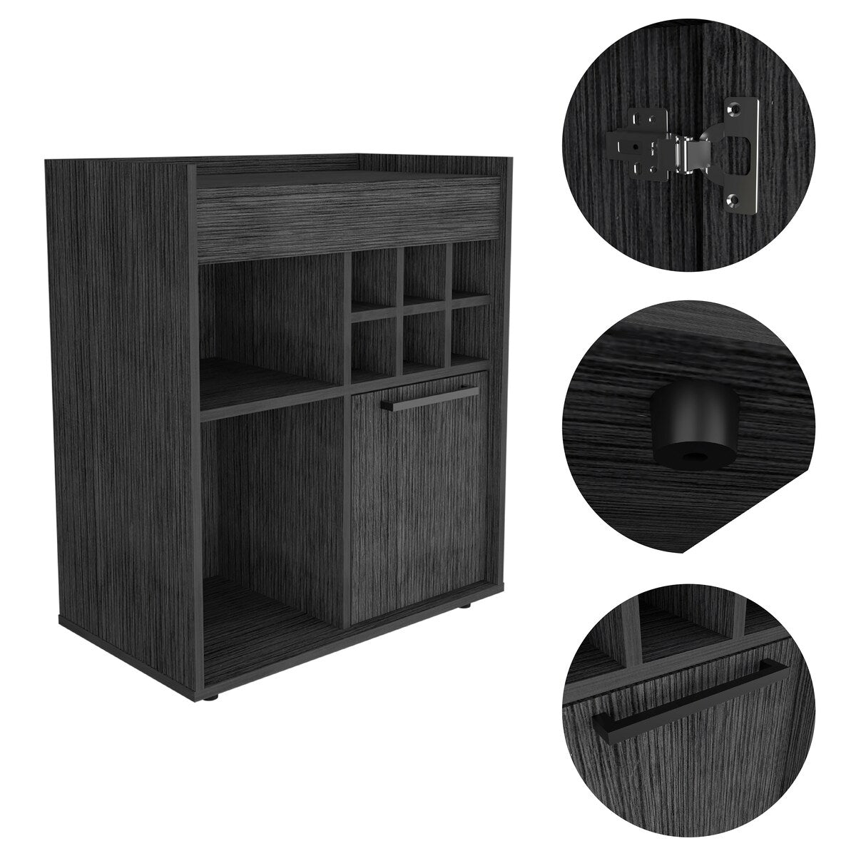Whitlock 6-Bottle 2-Shelf Bar Cabinet Dark Walnut And Smokey Oak