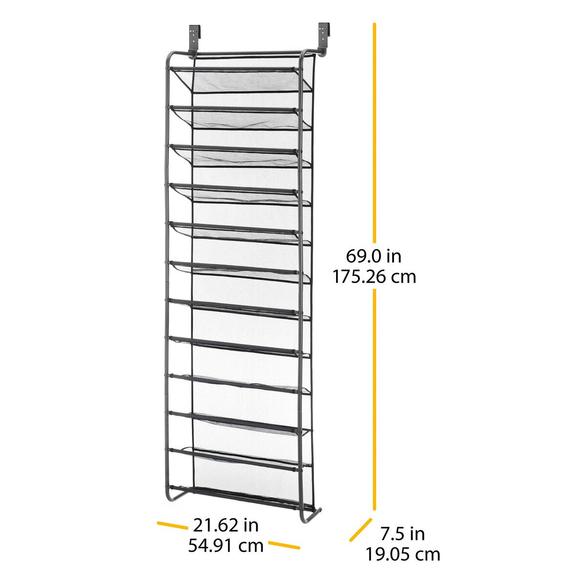 Whitmor 36 Pair Over-the-Door Shoe Rack - Grey