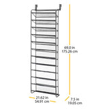 Whitmor 36 Pair Over-the-Door Shoe Rack - Grey