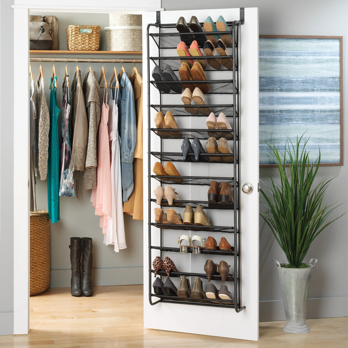 Whitmor 36 Pair Over-the-Door Shoe Rack - Grey