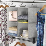 Whitmor 4-Section Fabric Closet Organizer Shelving with Built-In Chrome Garment Rod