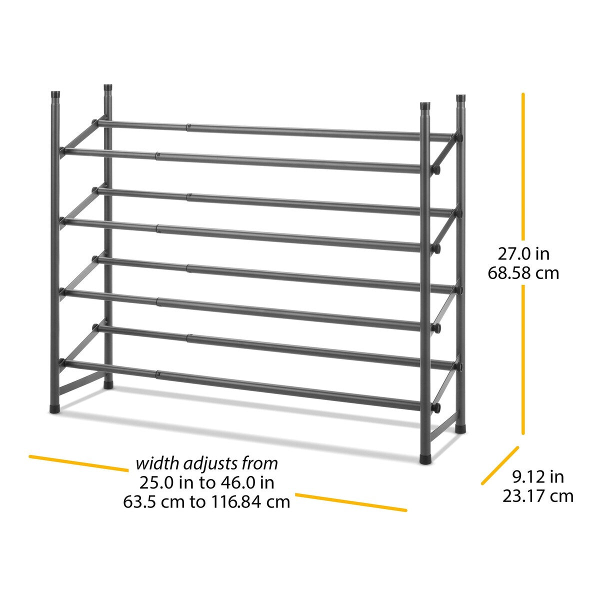 Whitmor 4-Tier Adjustable Shoe Rack - Gunmetal Gray