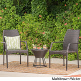 Whitney Outdoor 3-Piece Wicker Stacking Chair Chat Set by Christopher Knight Home