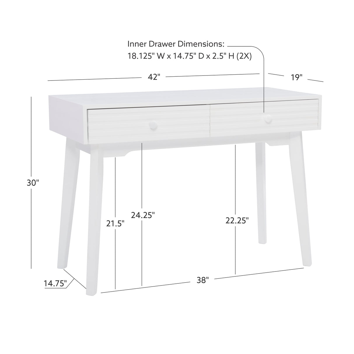 Whitney Wood 2 Drawer Office Desk