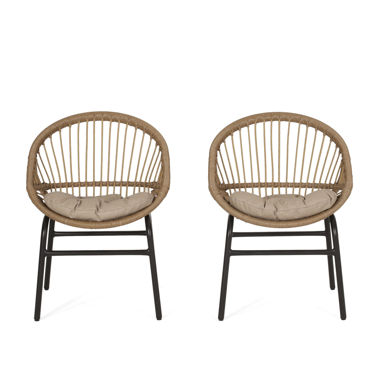 Whitten Outdoor Outdoor Wicker Dining Chairs with Cushion (Set of 2) by Christopher Knight Home