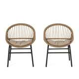 Whitten Outdoor Outdoor Wicker Dining Chairs with Cushion (Set of 2) by Christopher Knight Home