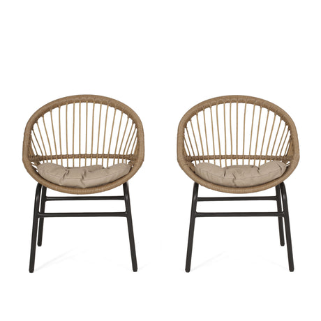 Whitten Outdoor Outdoor Wicker Dining Chairs with Cushion (Set of 2) by Christopher Knight Home
