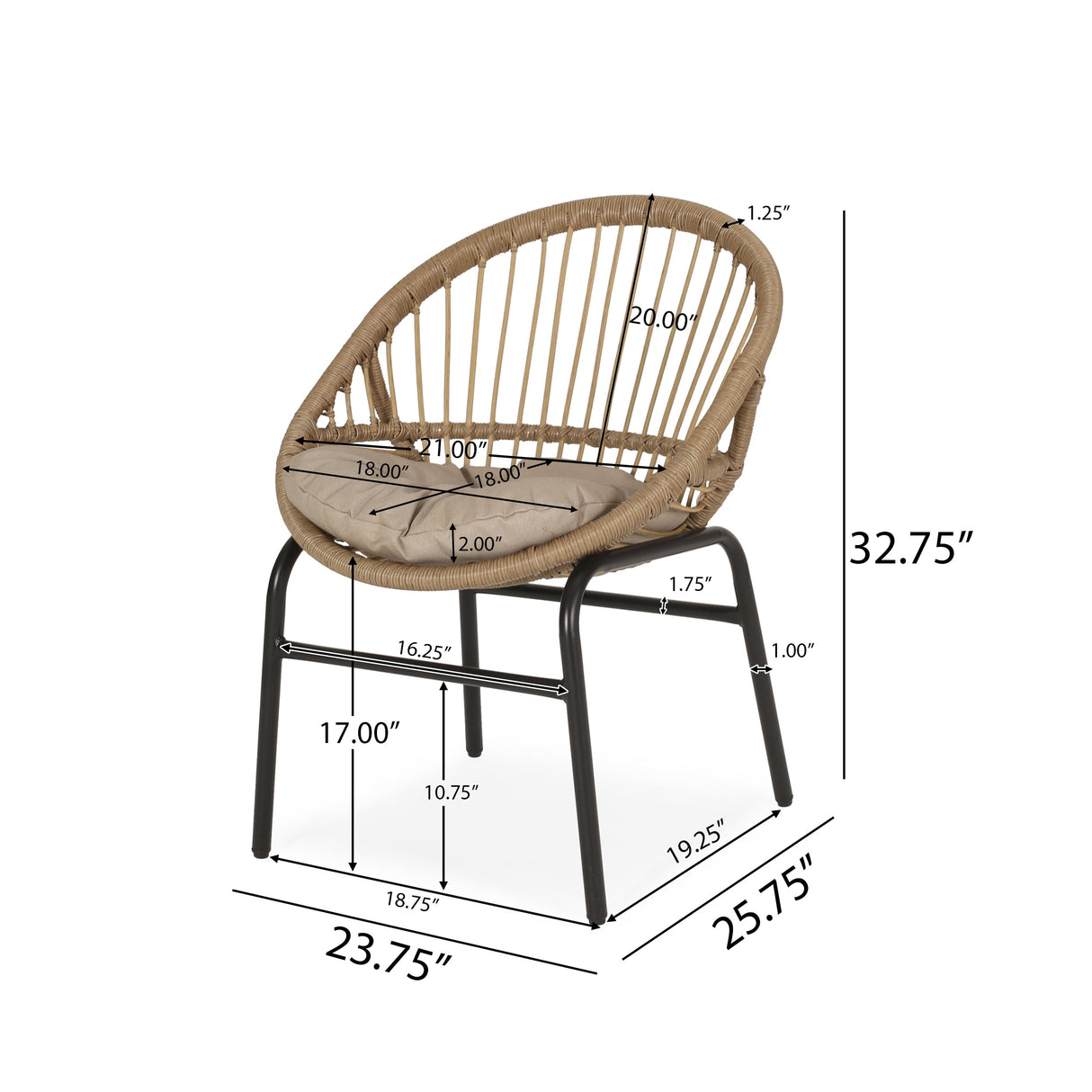 Whitten Outdoor Outdoor Wicker Dining Chairs with Cushion (Set of 2) by Christopher Knight Home