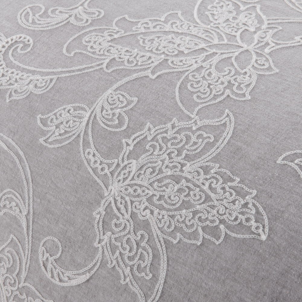 WHOLINENS Linen Blend Duvet Cover Set- Crewel Embroidery