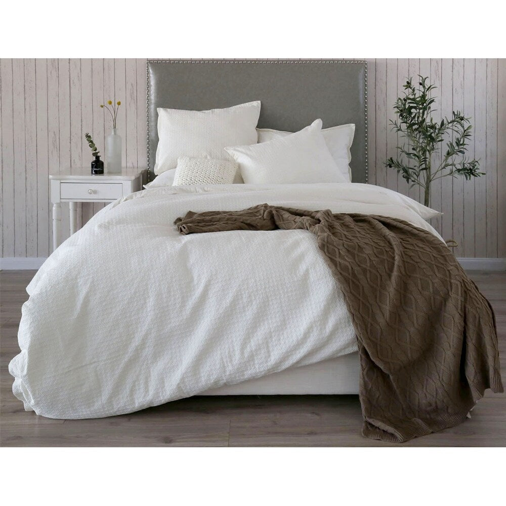 WHOLINENS Woven Texture Matelasse Duvet Cover Set