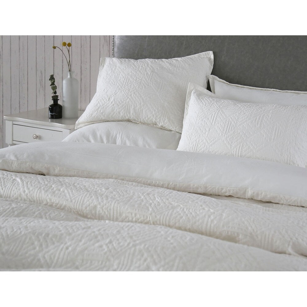 WHOLINENS Woven Texture Matelasse Duvet Cover Set