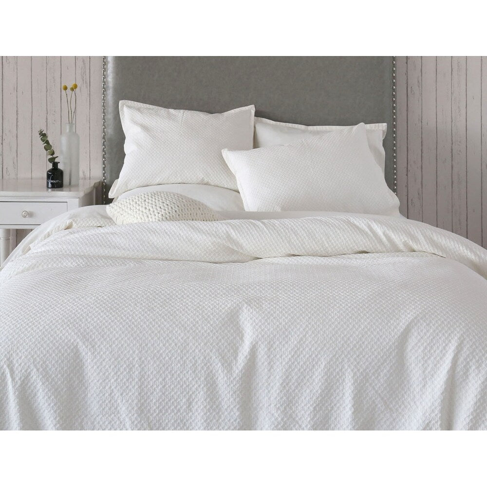 WHOLINENS Woven Texture Matelasse Duvet Cover Set