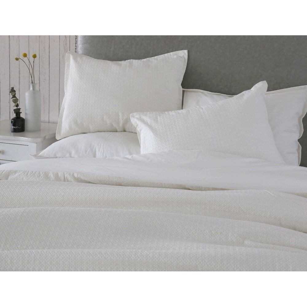 WHOLINENS Woven Texture Matelasse Duvet Cover Set