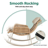 UPHA Outdoor Wicker Hemp Rope Front And Rear Rocking Chair Yellow Flat Rattan with Cushions