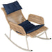 UPHA Outdoor Wicker Hemp Rope Front And Rear Rocking Chair Yellow Flat Rattan with Cushions