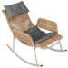 UPHA Outdoor Wicker Hemp Rope Front And Rear Rocking Chair Yellow Flat Rattan with Cushions