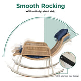 UPHA Outdoor Wicker Hemp Rope Front And Rear Rocking Chair Yellow Flat Rattan with Cushions