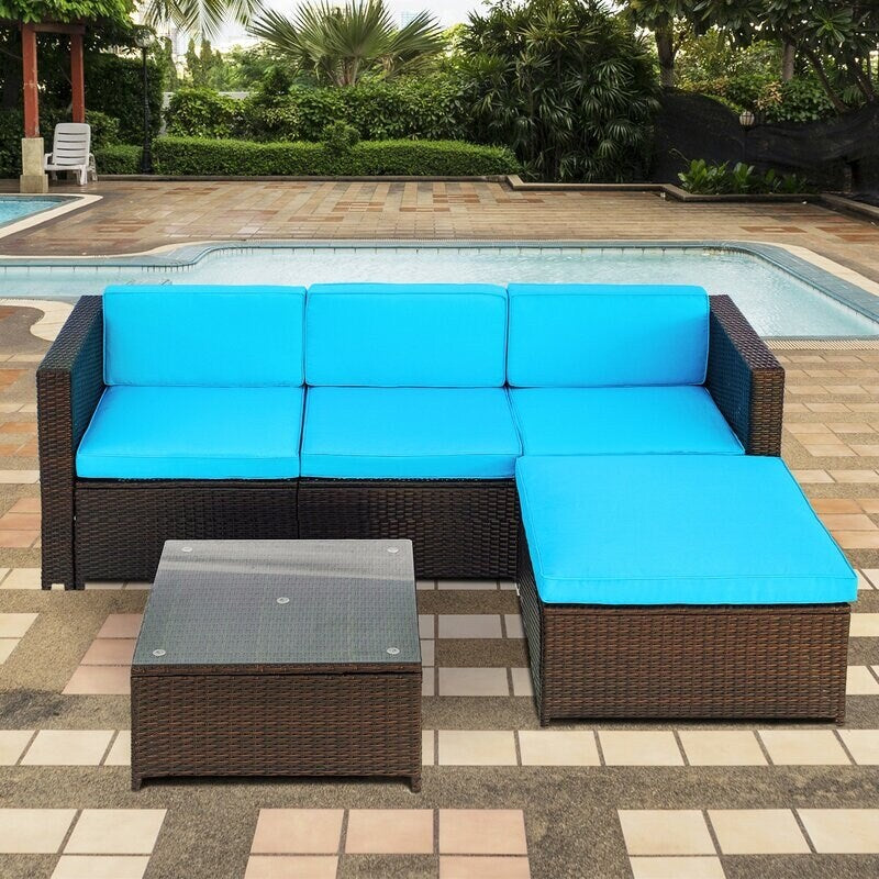 Wicker/Rattan 4 - Person Seating Group with Cushions