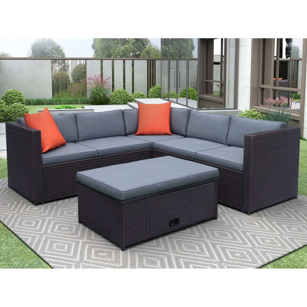 Wicker/Rattan 6 - Person Seating Group with Cushions