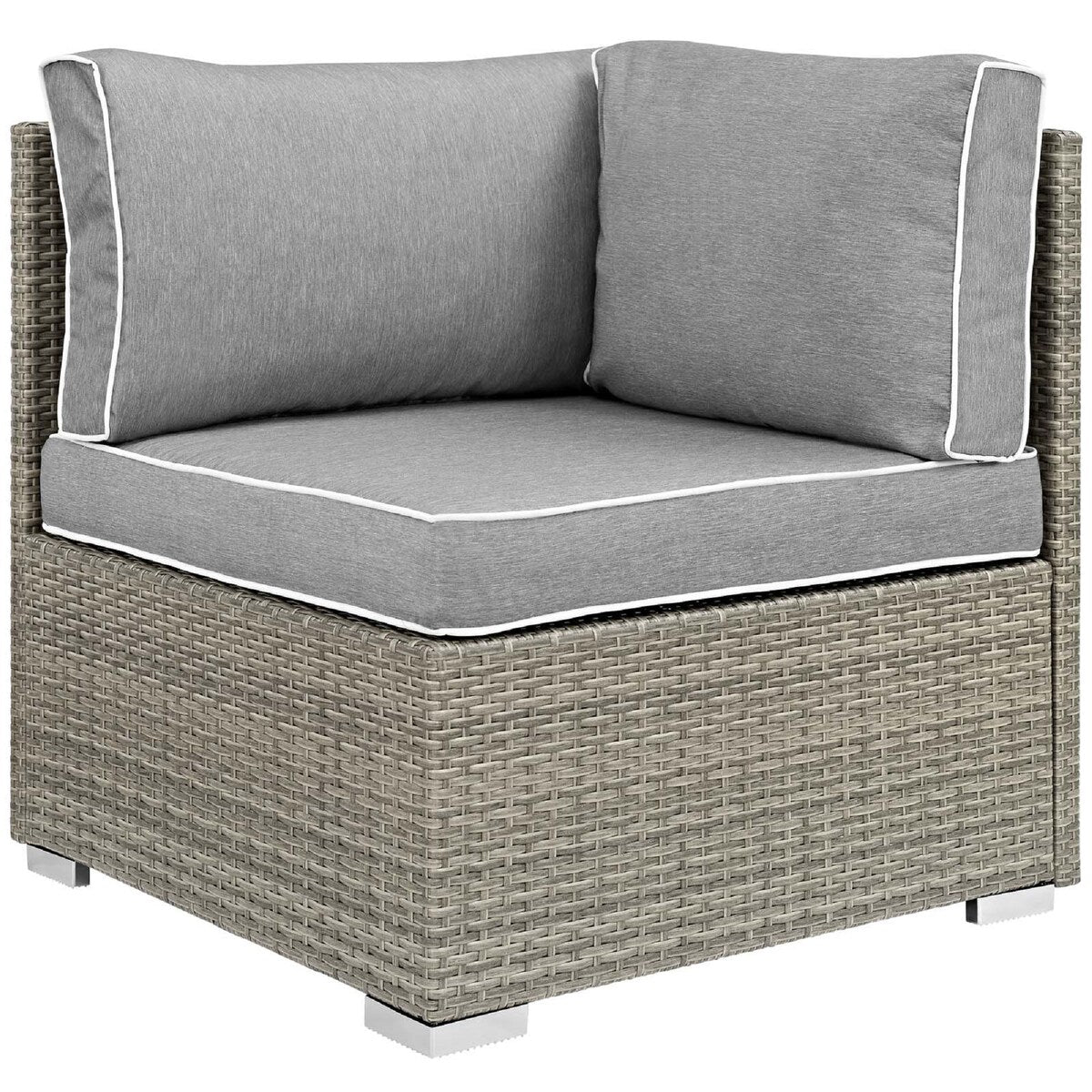 Wicker Rattan Outdoor Patio Corner Sectional Sofa Chair With Cushions