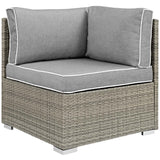 Wicker Rattan Outdoor Patio Corner Sectional Sofa Chair With Cushions