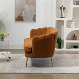 Wide Boucle Loveseat Small Sofa Couch 2 Seater Sofa Gold Metal Legs