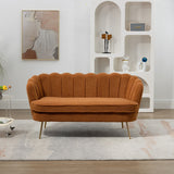 Wide Boucle Loveseat Small Sofa Couch 2 Seater Sofa Gold Metal Legs