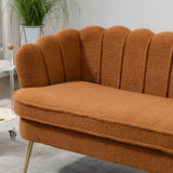 Wide Boucle Loveseat Small Sofa Couch 2 Seater Sofa Gold Metal Legs