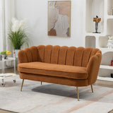 Wide Boucle Loveseat Small Sofa Couch 2 Seater Sofa Gold Metal Legs