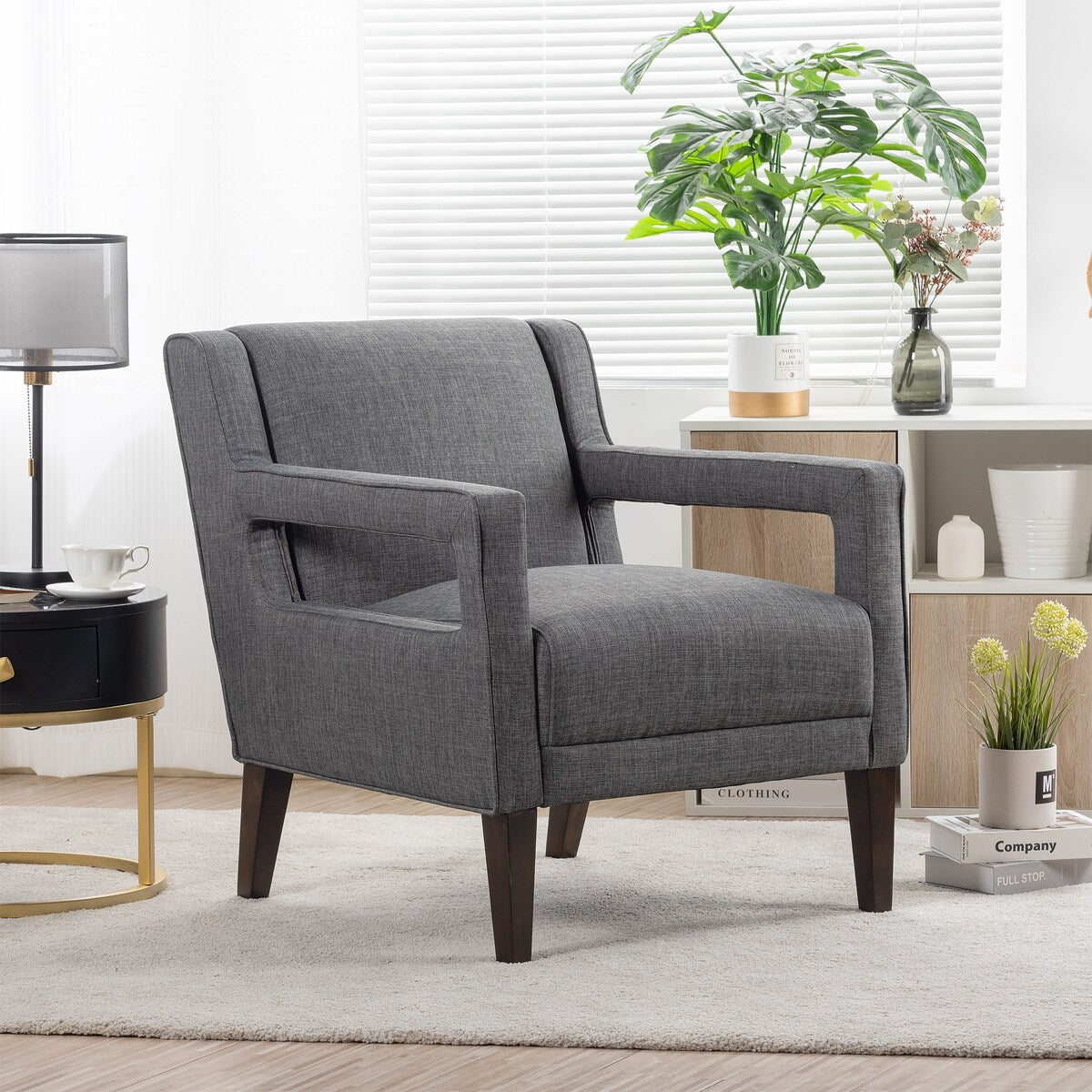 Modern 28.5" Wide Hollow Shape Arm Accent Chair