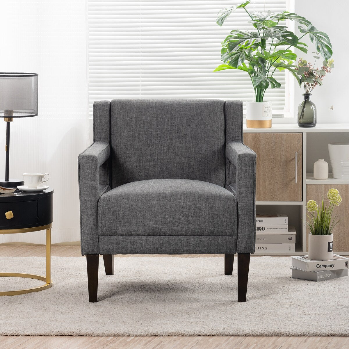 Modern 28.5" Wide Hollow Shape Arm Accent Chair