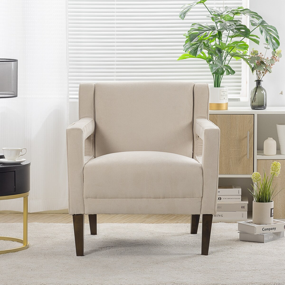 Modern 28.5" Wide Hollow Shape Arm Accent Chair