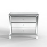 Glam Mirror Nightstand Bedside Table with 3 Drawer Chest