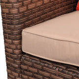 Wide Rattan Double Contiguous Rattan Four-Piece Suit 1 Double 2 Single 1 Double Coffee Table Brown