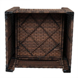 Wide Rattan Double Contiguous Rattan Four-Piece Suit 1 Double 2 Single 1 Double Coffee Table Brown