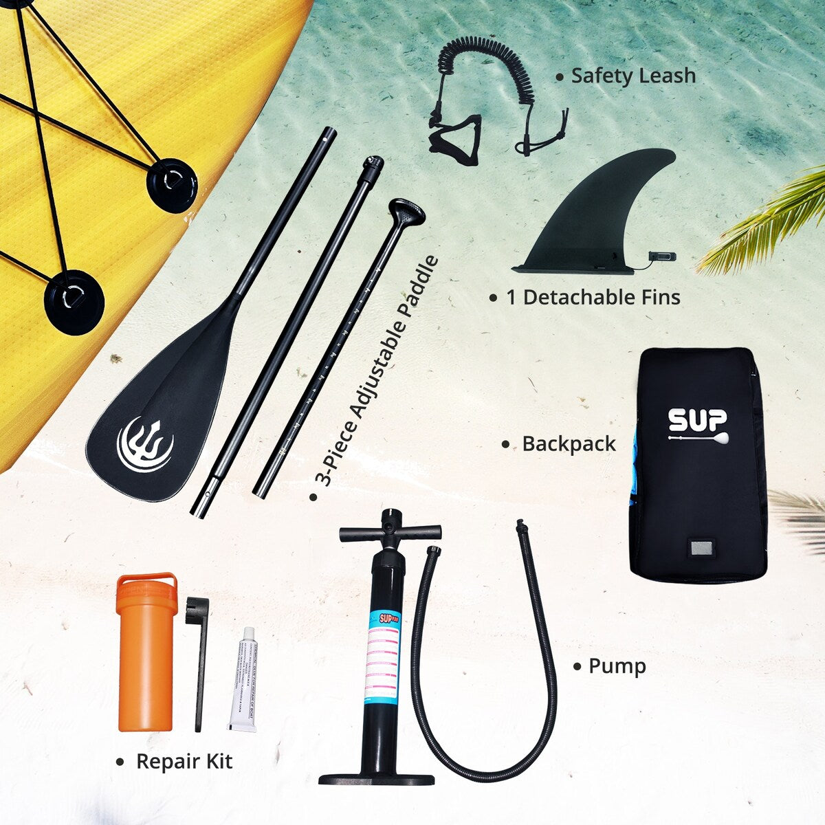 Wide Stable Inflatable Stand Up Paddle Board - Yellow