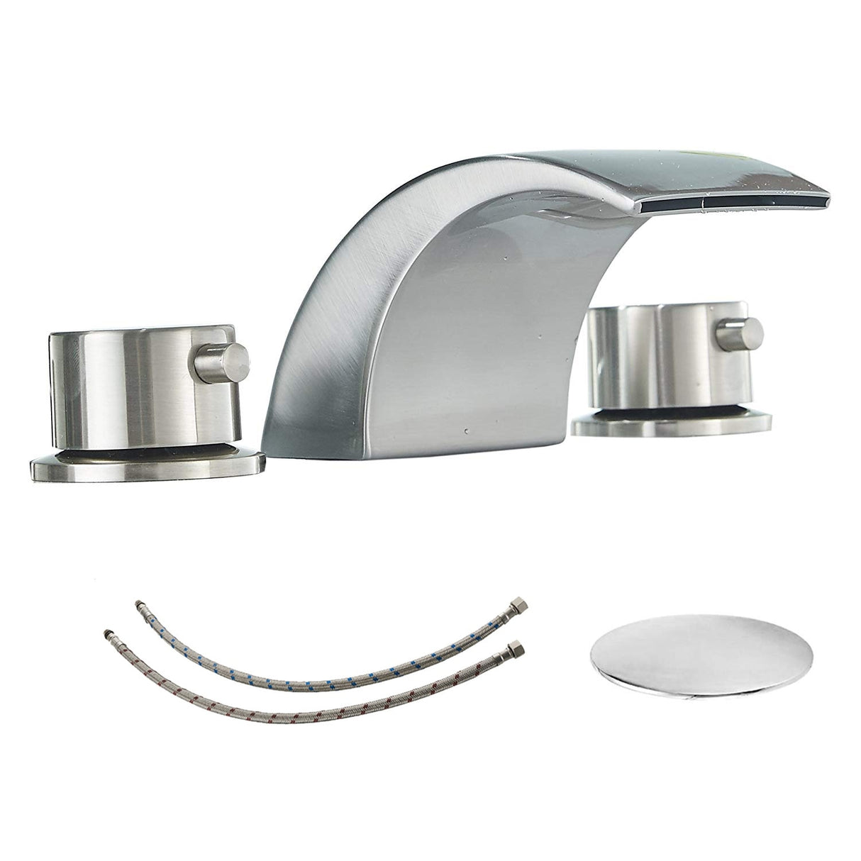 Widespread 2-Handle Bathroom Faucet With Led Light And Pop Up Drain