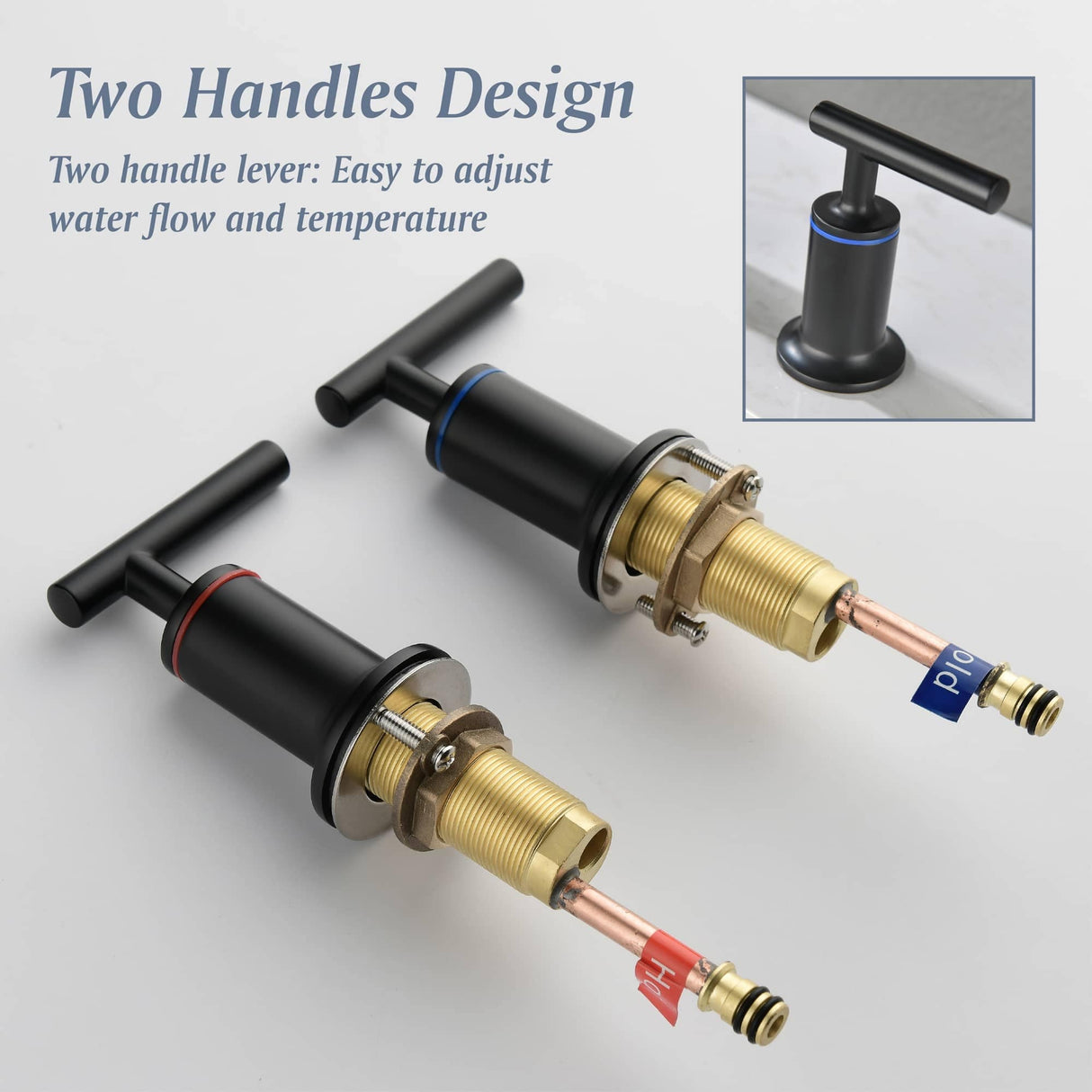 Widespread Bathrom Faucet 3 Hoes Modern 8 Inch Bathroom Sink Faucet Double Handle Vanity Basin Faucets Mixer Taps With Valve