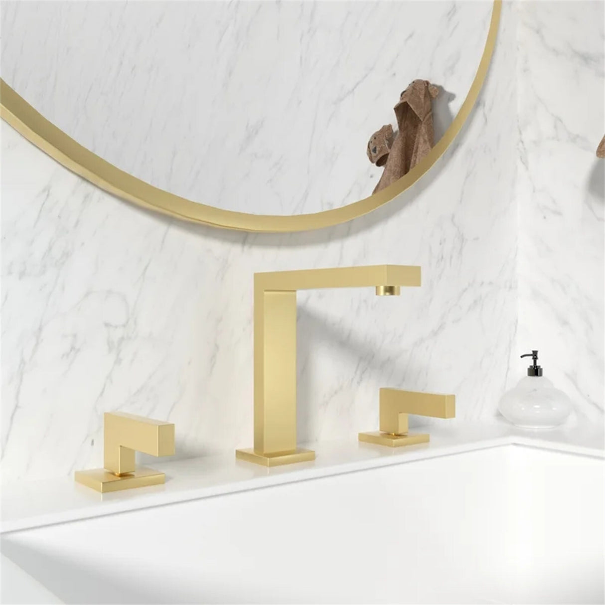 Widespread Bathroom Faucet 3 Hole Modern 8 Inch Bathroom Sink Faucets 2 Handle Basin Vanity Mixer Taps With Valve