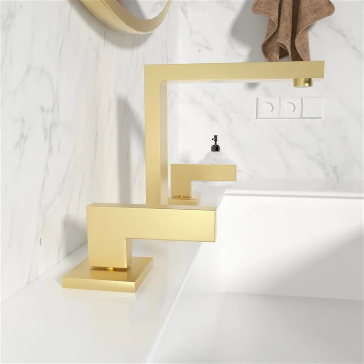 Widespread Bathroom Faucet 3 Hole Modern 8 Inch Bathroom Sink Faucets 2 Handle Basin Vanity Mixer Taps With Valve